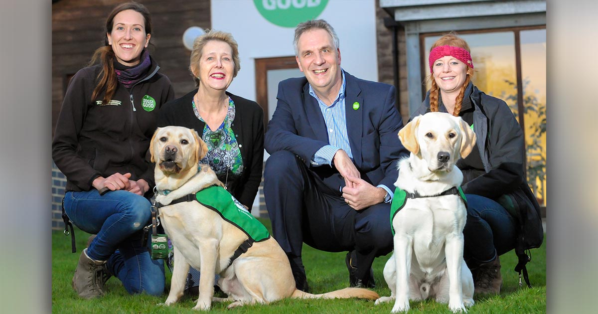 From left: Dogs for Good’s Melanie Wood, Linnaeus chief executive Lynne Hill, Dogs for Good chief executive Peter Gorbing and Dogs for Good’s Leanne Carmichael.