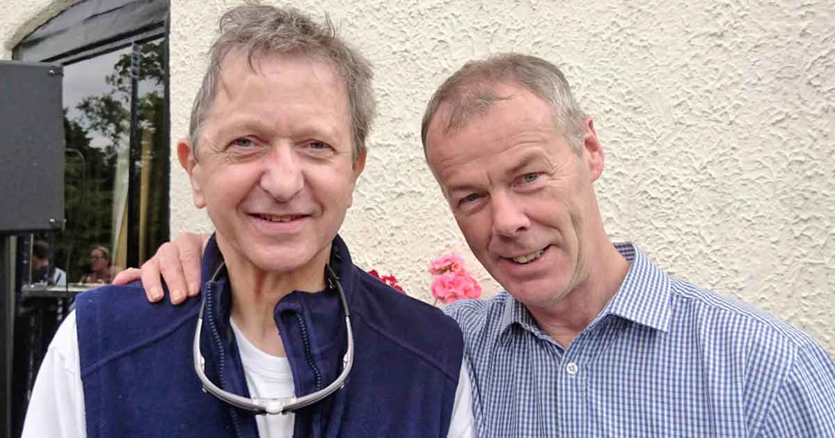 The author with whom he describes as his hero (right) – consultant neurosurgeon at Hull Royal Infirmary Gerry O’Reilly.