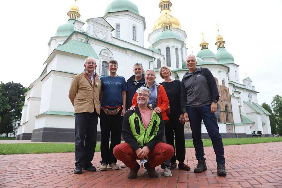 Delegates outside a Ukraine church at a CPD event in Ukraine