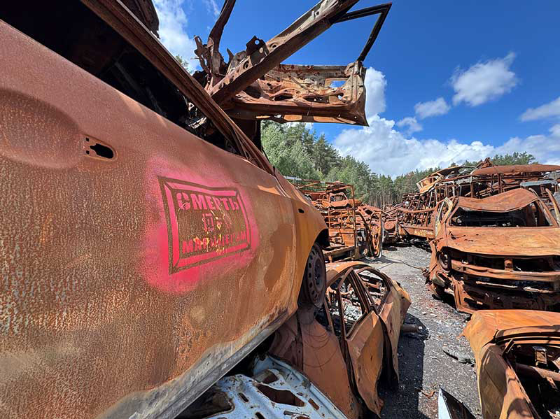 Wreckage of vehicles in Ukraine