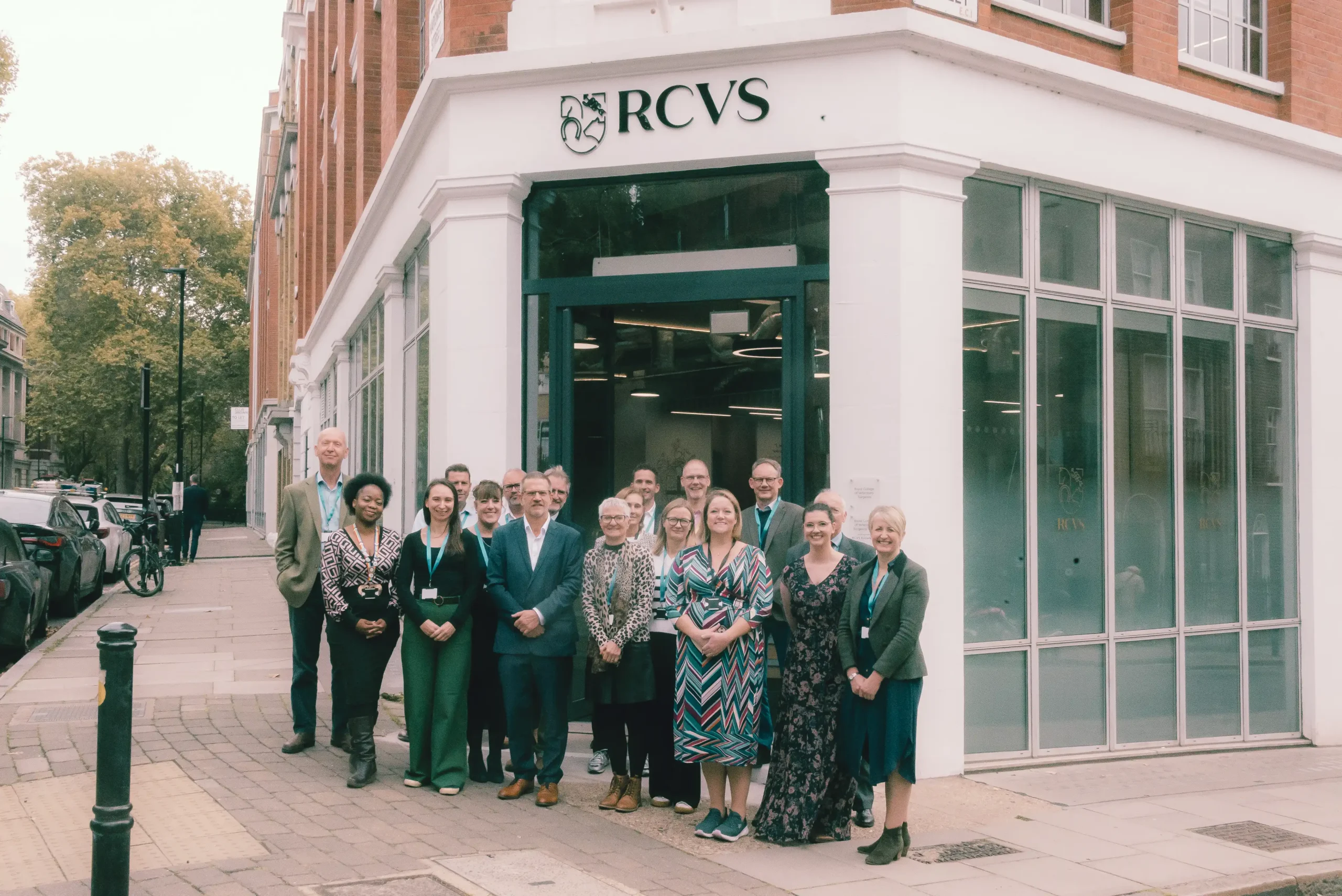 RCVS staff are gathered on the street outside their Hardwick Street headquarters