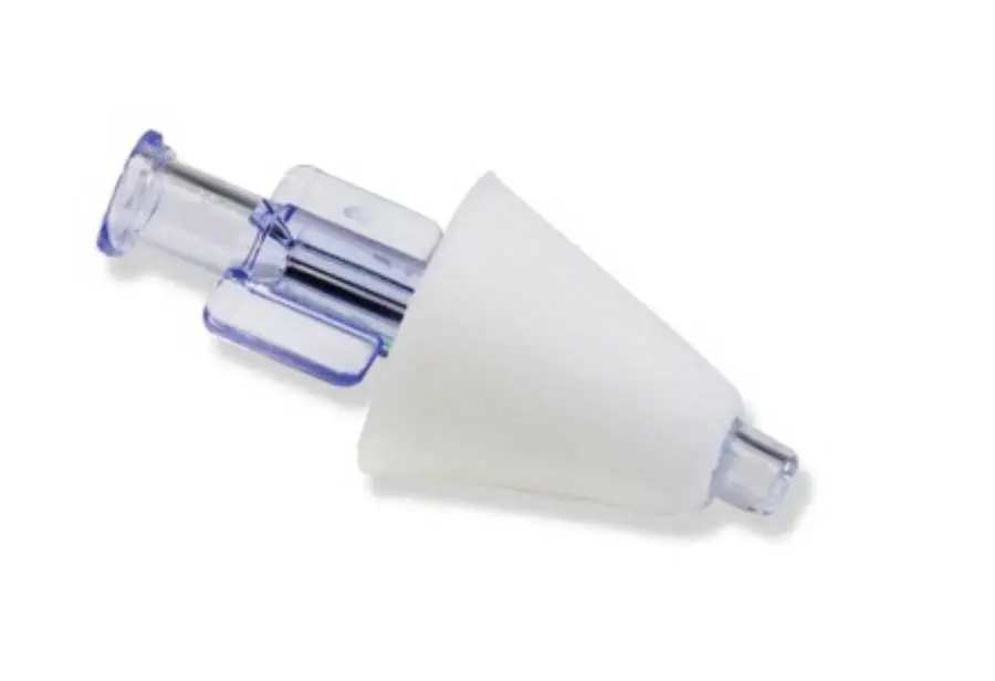 Benzodiazepines are the first-line treatment for the emergency seizure patient, as they are rapidly acting, potent, and generally well tolerated. Rectal administration of diazepam can lead to variable absorption, and so more consistently effective results are achieved by injectable (ideally intravenous) or intranasal administration. A mucosal atomisation device (pictured) attached to the syringe is used to optimise intranasal administration. 