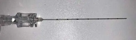 Figure 5. A short-bevel, high-echogenicity needle, ideal for ultrasound-guided nerve blocks.