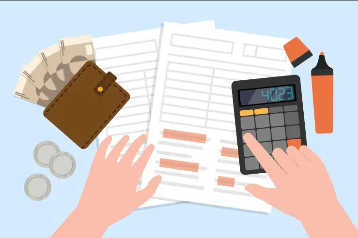 A calculator and tax returns graphic. Image: px.palette / Adobe Stock