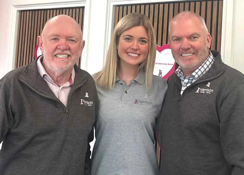 Three generations: Craig Harrison, Annabel Harrison and Tim Harrison from Harrison Family Vets.
