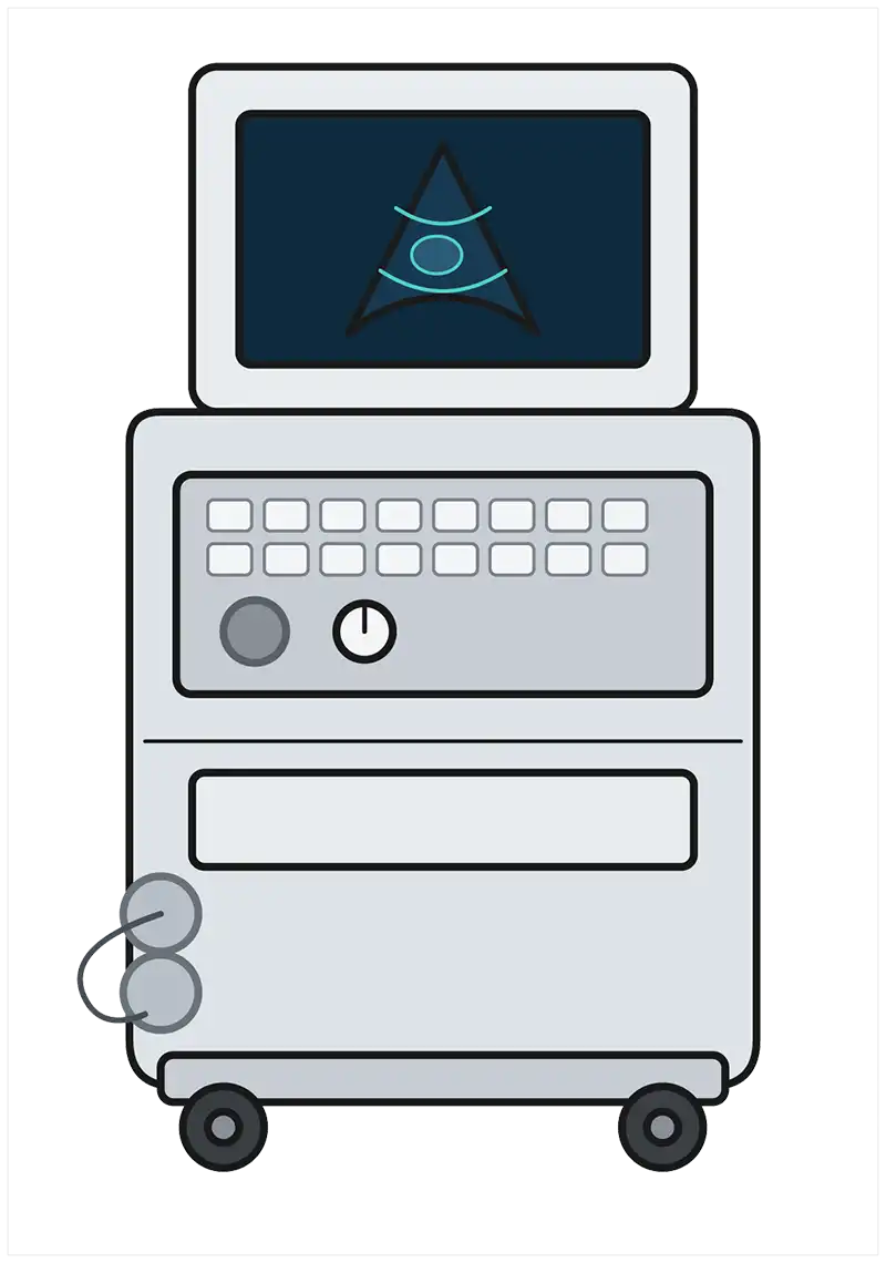 Illustration of an ultrasound machine.